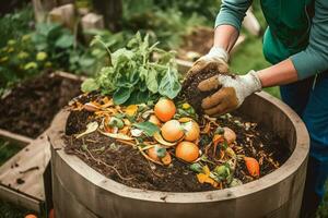 compostaggio cibo sciupare. creare ai foto