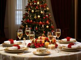 bellissimo Natale tavolo per vacanza cena foto
