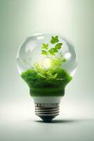 verde concetto verde leggero lampadina con verde vita e ambiente foto
