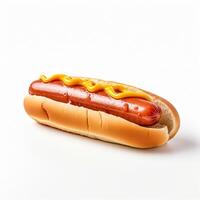 ai generativo alto qualità di 3d hot dog design nel bianca sfondo foto