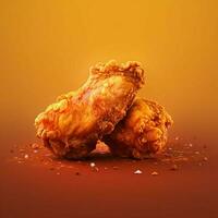 ai generativo 3d stile design di fritte pollo nel giallo sfondo foto