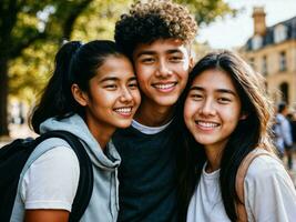 foto di gruppo adolescenziale fresco alunno a Università, generativo ai