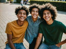 foto di gruppo adolescenziale fresco alunno a Università, generativo ai