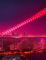 rosso laser leggero nel il cielo, a notte illustrazione foto