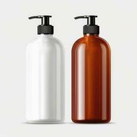 detergente shampoo bottiglia su bianca sfondo, ai generativo. foto