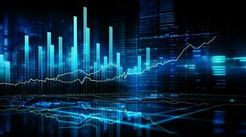 azione mercato grafico e investimento e moneta scambio, pianificazione e strategia concetto di generativo ai foto