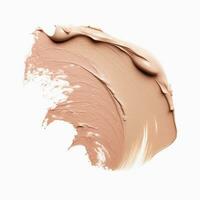 beige rossetto trucco struttura sbavatura macchia su bianca sfondo, generativo ai. foto