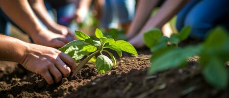 comunità Lavorando insieme per creare verde spazi e urbano giardini. ai generato foto