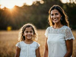 foto di contento famiglia madre e figlia, generativo ai