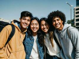 foto di gruppo adolescenziale fresco alunno a Università, generativo ai