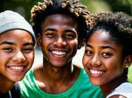 foto di gruppo nero adolescenziale fresco alunno a Università, generativo ai