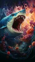 arrabbiato squalo nel il oceano illustrazione arte foto