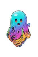 carino fantasma nel arcobaleno colori kawaii grafica per Halloween, foto