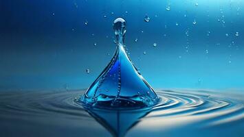 acqua far cadere con increspature e blu sfondo ai generato foto