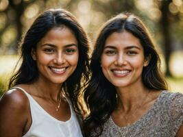 foto di contento famiglia madre e figlia, generativo ai