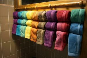 lanciato e preparato asciugamani per ospite uso. foto
