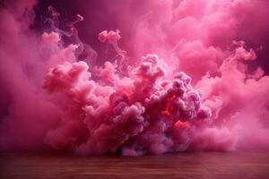 rosa Fumo bomba sfondo, Fumo bomba sfondo, rosa Fumo bomba effetti sfondo, Fumo sfondi, colorato Fumo sfondo, astratto Fumo sfondi, ai generativo foto