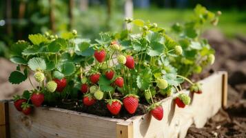 rosso fragole agricoltura raccolta. generativo ai foto