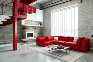 moderno industriale soffitta vivente camera casa interno. professionista foto