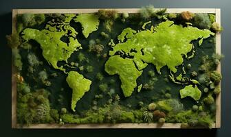 verde muschio coperto pianeta terra geografico carta geografica . ai generato foto