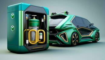 idrogeno energia auto veicoli ,idrogeno stazioni, verde idrogeno e rinnovabile energia concetto. ai generativo. foto