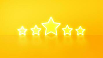 neon leggero stile 5 stelle utente valutazione per risposta o sondaggio su giallo sfondo. foto