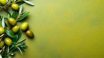 Limone e olive un' semplice e elegante composizione su un' bianca superficie ai generativo foto