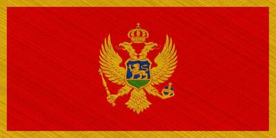 bandiera di montenegro su un' strutturato sfondo. concetto collage. foto
