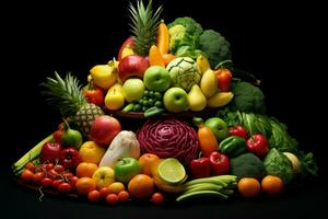 naturale asiatico frutta mercato verdure. creare ai foto