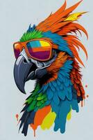 un' dettagliato illustrazione di un' pappagallo per un' maglietta disegno, sfondo e moda design foto