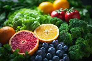 un' avvicinamento tiro di colorato frutta e verdure evidenziazione il vivace naturale ingredienti Usato nel fatti in casa bambino cibo ricette foto