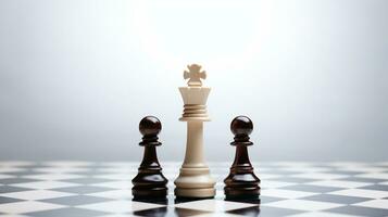 scacchi gioco uso strategie per regole il asse, decisione fabbricazione incontro, scacchi pezzo isolato su bianca sfondo, ai generato foto