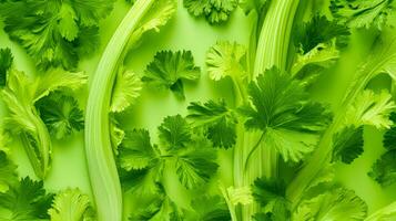 freschezza e nutrizione un' avvicinamento di verde verdure e erbe aromatiche come salutare cibo ingredienti ai generativo foto