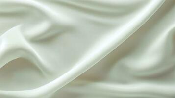 bianca raso stoffa drappeggiato su solido sfondo con brillante effetto ai generativo foto