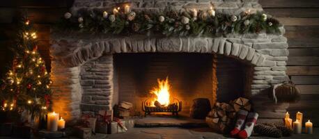 decorazioni per Natale nel il Casa di il fuoco foto