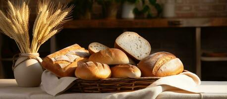 vario pane tipi nel il ristorante S interno cestino foto