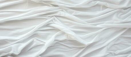 strutturato bianca tessuto con decorativo pieghe letto biancheria e tessile nel il camera tessile superficie vuoto la zona foto