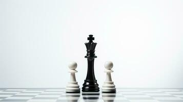 scacchi gioco uso strategie per regole il asse, decisione fabbricazione incontro, scacchi pezzo isolato su bianca sfondo, ai generato foto