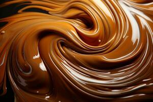 artistico cacao capolavoro avvicinamento Visualizza di un' fuso cioccolato turbine ai generato foto