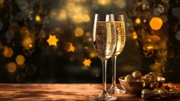 nuovo anni vigilia celebrazione con Champagne. generativo ai foto