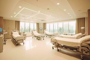 un' moderno lusso ospedale camera, interno di moderno ospedale camera, generativo ai foto