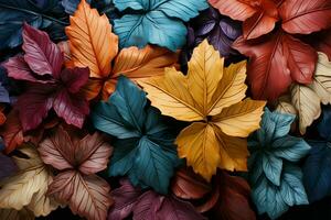 un' rivolta di colori, autunno le foglie ai generato foto