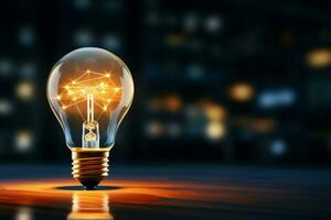 raggiante leggero lampadina significa in rete creatività nel un' virtuale regno ai generato foto