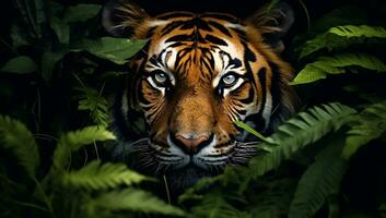 ritratto di un' tigre nel il giungla. avvicinamento. foto