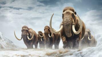 preistorico mammut nel ghiaccio età. elefante mammut. generativo ai foto