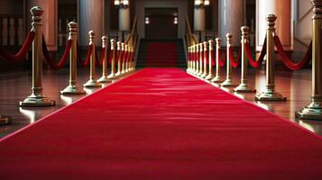 vuoto rosso tappeto per celebrità con paparazzi. premio. generativo ai foto