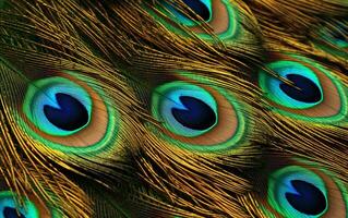 il intricato modello di un' pavone piuma, naturale bellezza, astratto struttura ai generativo foto