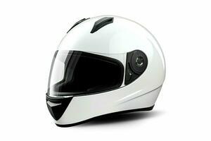 moderno motociclo casco, elegante design per sicurezza e stile, isolato su un' bianca sfondo. ai generativo foto