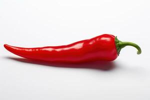 rosso chili Pepe, un' speziato e saporito ingrediente comunemente Usato nel vario cucine, isolato su un' bianca sfondo ai generativo foto