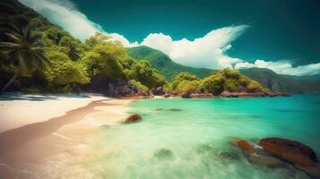 bellissimo tropicale scenario di sorprendente spiagge nel il estate stagione, generativo ai foto